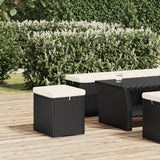 Ottomans with Cushions 2 pcs Black 40x30x40 cm Poly Rattan - Side View