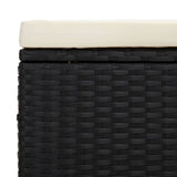 Ottomans with Cushions 2 pcs Black 40x30x40 cm Poly Rattan - Low Angle