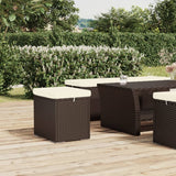 Ottomans with Cushions 2 pcs Brown 40x30x40 cm Poly Rattan - Side View