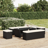 Ottoman Bench with Cushion Black 110x30x40 cm Poly Rattan - Side View