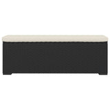Ottoman Bench with Cushion Black 110x30x40 cm Poly Rattan - Top-Down View