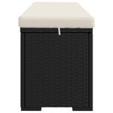 Ottoman Bench with Cushion Black 110x30x40 cm Poly Rattan - Rear View