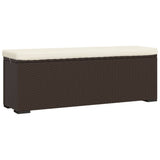 Ottoman Bench with Cushion Brown 110x30x40 cm Poly Rattan - Front View