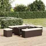 Ottoman Bench with Cushion Brown 110x30x40 cm Poly Rattan - Side View