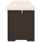 Ottoman Bench with Cushion Brown 110x30x40 cm Poly Rattan