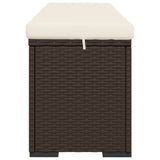 Ottoman Bench with Cushion Brown 110x30x40 cm Poly Rattan - Rear View