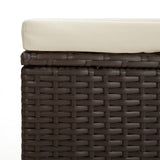 Ottoman Bench with Cushion Brown 110x30x40 cm Poly Rattan - Close-Up Angle