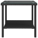 Side Table Black 45x45x45 cm Poly Rattan and Tempered Glass - Top-Down View