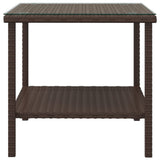 Side Table Brown 45x45x45 cm Poly Rattan and Tempered Glass