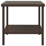 Side Table Brown 45x45x45 cm Poly Rattan and Tempered Glass