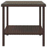 Side Table Brown 45x45x45 cm Poly Rattan and Tempered Glass - Side View