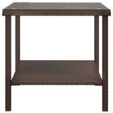 Side Table Brown 45x45x45 cm Poly Rattan and Tempered Glass - Top-Down View