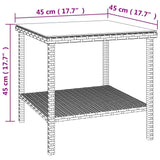 Side Table Brown 45x45x45 cm Poly Rattan and Tempered Glass