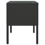 Side Table Black 53x37x48 cm Poly Rattan and Tempered Glass - Top-Down View
