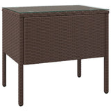 Side Table Brown 53x37x48 cm Poly Rattan and Tempered Glass