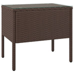 Side Table Brown 53x37x48 cm Poly Rattan and Tempered Glass