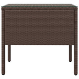 Side Table Brown 53x37x48 cm Poly Rattan and Tempered Glass - Side View