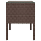 Side Table Brown 53x37x48 cm Poly Rattan and Tempered Glass - Top-Down View