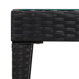 Side Table Black 50x50x38 cm Poly Rattan and Tempered Glass - Top-Down View