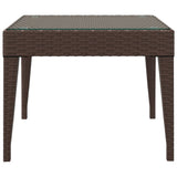 Side Table Brown 50x50x38 cm Poly Rattan and Tempered Glass - Side View