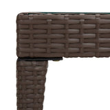 Side Table Brown 50x50x38 cm Poly Rattan and Tempered Glass - Top-Down View
