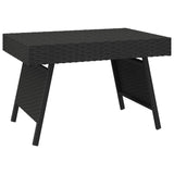 Foldable Side Table Black 60x40x38 cm Poly Rattan - Front View