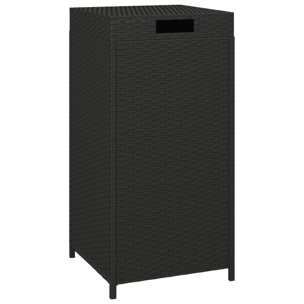 Trash Bin Black 40x40x80 cm Poly Rattan