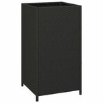 Trash Bin Black 40x40x80 cm Poly Rattan