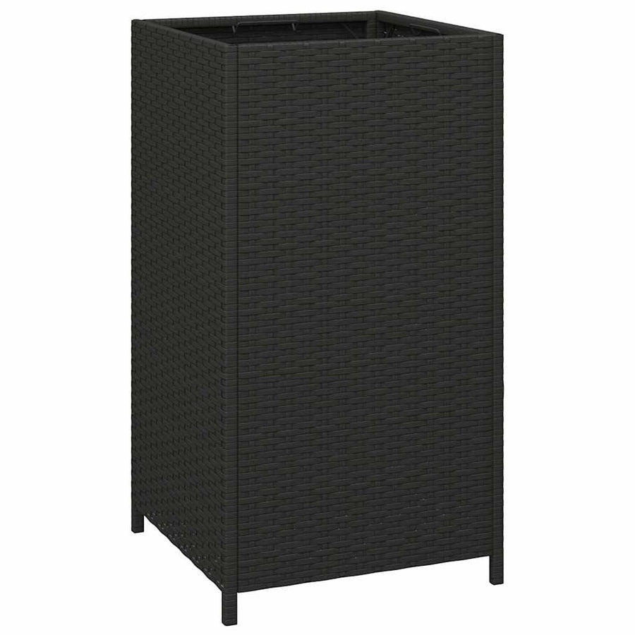 Trash Bin Black 40x40x80 cm Poly Rattan