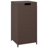 Trash Bin Brown 40x40x80 cm Poly Rattan - Front View