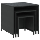 Nesting Tables 3 pcs Black Poly Rattan - Side View