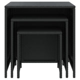 Nesting Tables 3 pcs Black Poly Rattan - Top-Down View