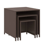 Nesting Tables 3 pcs Brown Poly Rattan - Side View