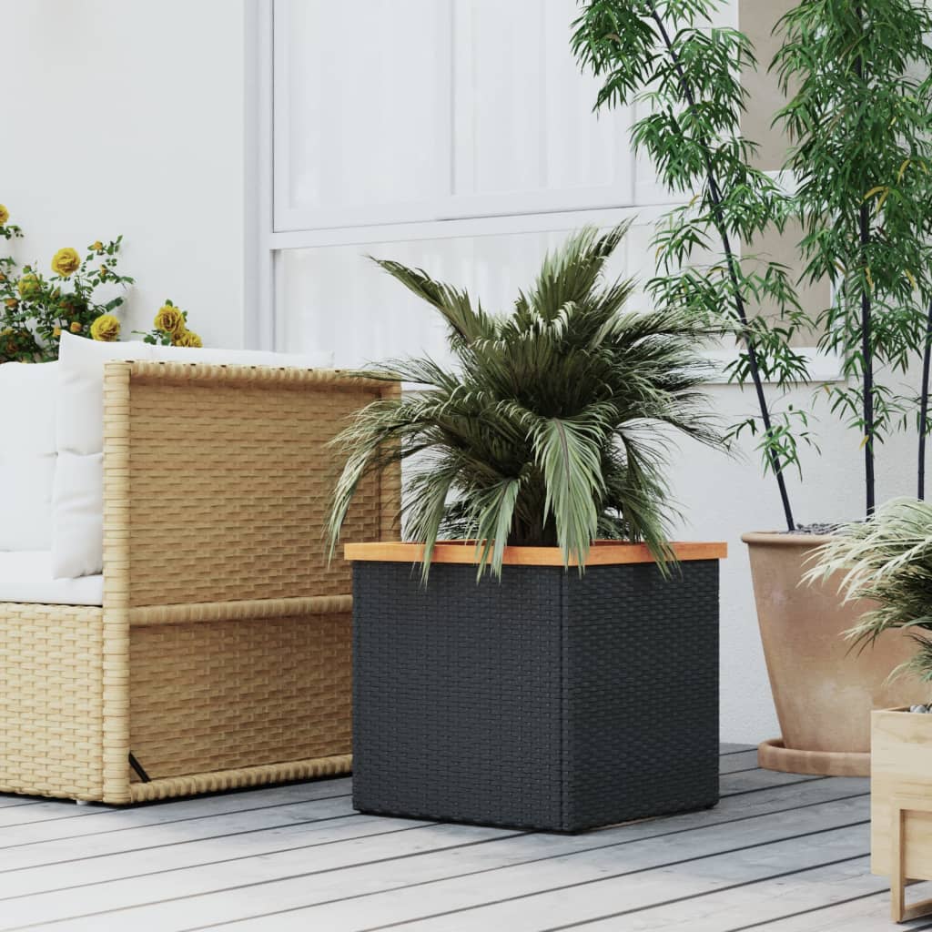 Planter Black 40x40x40 cm Poly Rattan