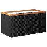 Planter Black 80x40x40 cm Poly Rattan - Front View