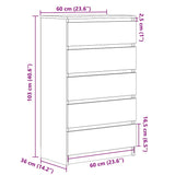 Drawer Cabinet White 60x36x103 cm Engineered Wood - Extra Image