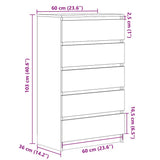 Drawer Cabinet Black 60x36x103 cm Engineered Wood - Extra Image