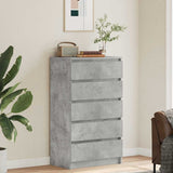 Drawer Cabinet Concrete Grey 60x36x103 cm Engineered Wood - Side View