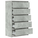 Drawer Cabinet Concrete Grey 60x36x103 cm Engineered Wood - Close-Up Angle