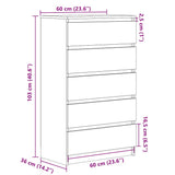 Drawer Cabinet Concrete Grey 60x36x103 cm Engineered Wood - Extra Image