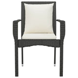 Garden Chairs with Cushions 2 pcs Poly Rattan Black - 45-Degree Angle