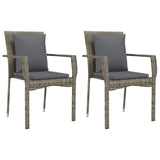 Garden Chairs with Cushions 2 pcs Poly Rattan Grey