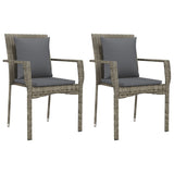 Garden Chairs with Cushions 2 pcs Poly Rattan Grey - Front View