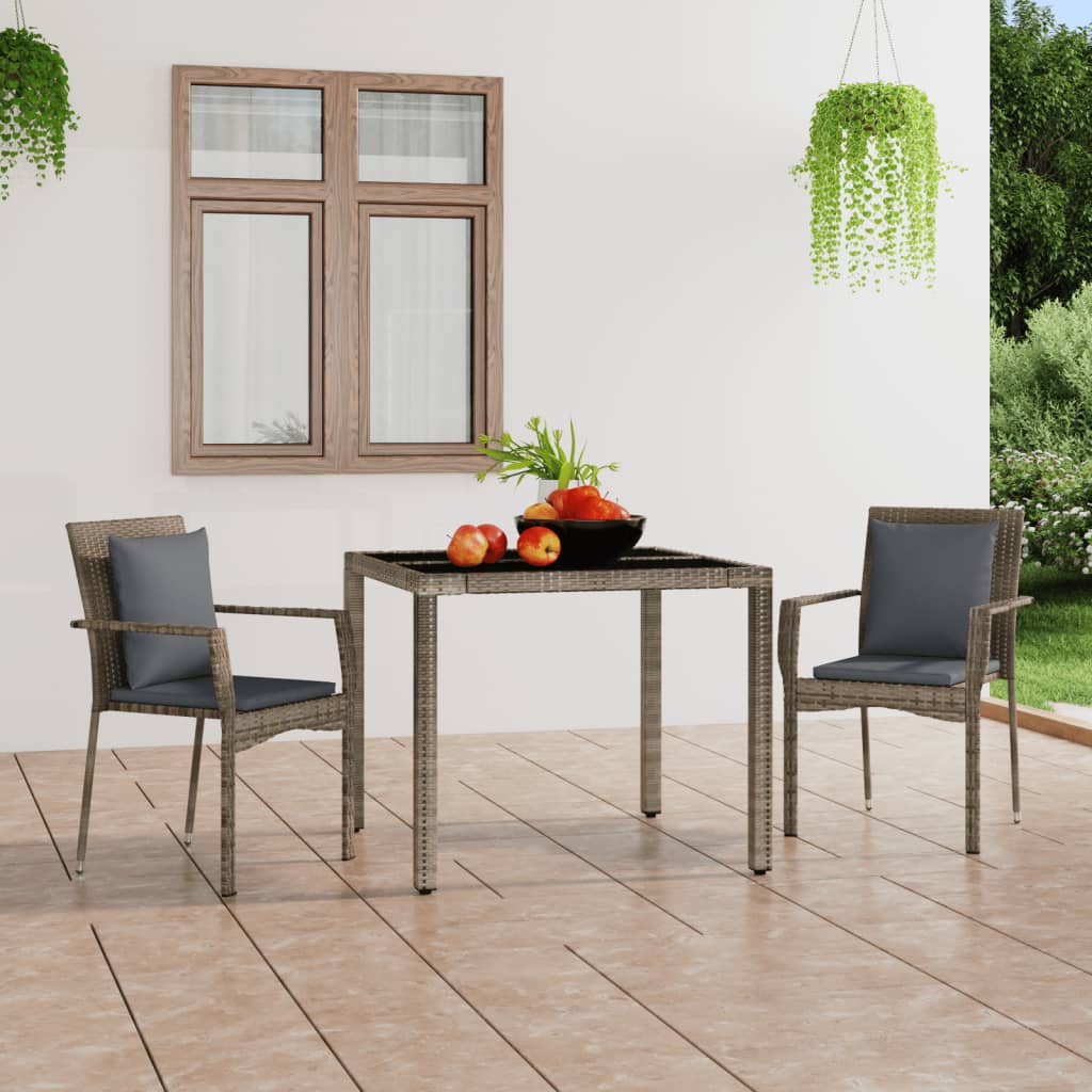 Garden Chairs with Cushions 2 pcs Poly Rattan Grey