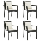 Garden Chairs with Cushions 4 pcs Poly Rattan Black - Front View
