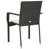 Garden Chairs with Cushions 4 pcs Poly Rattan Black - Close-Up Angle