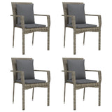 Garden Chairs with Cushions 4 pcs Poly Rattan Grey - Front View