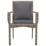 Garden Chairs with Cushions 4 pcs Poly Rattan Grey - 45-Degree Angle