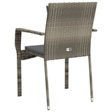 Garden Chairs with Cushions 4 pcs Poly Rattan Grey - Close-Up Angle