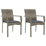 Garden Chairs with Cushions 2 pcs Poly Rattan Grey - Front View